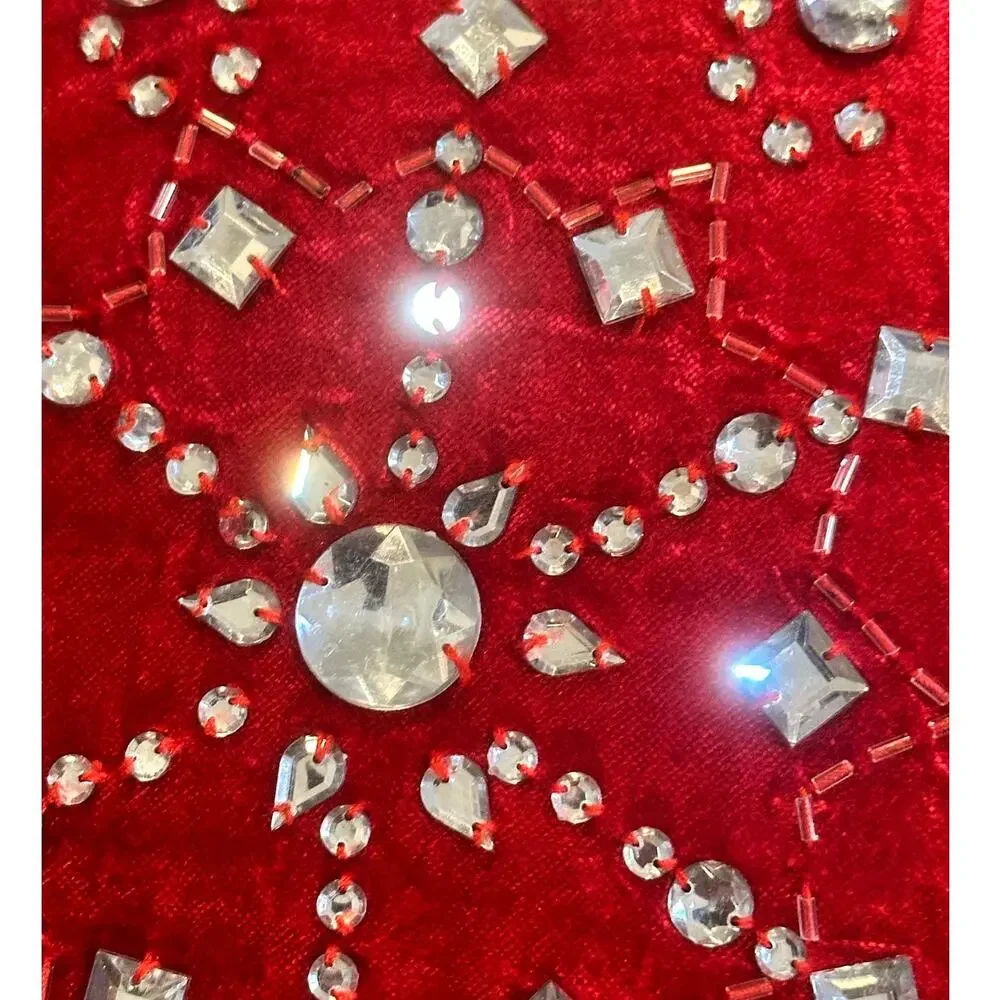 Pier 1 Red Velvet Rhinestone Snowflake 13